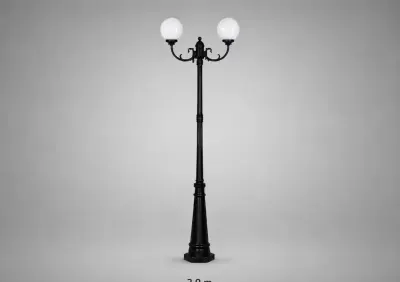 Lampa latarnia ogrodowa, uliczna wysokość 290cm 2x kula 30cm  FV — praca Marek, Legnica