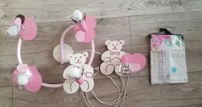 Lampa sufitowa dziecięca honey misie + kinkiet + zasłonka gratis — praca Joanna, Wawrzeńczyce
