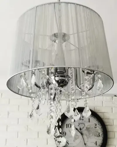 Lampa sufitowa kryształki glamour+lustro okragłe — praca Małgorzata, Rzeszów