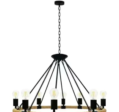 Lampa wisząca duża  Arthur 8 x 60 W E27 żyrandol koło boho — praca Ula, Wrocław