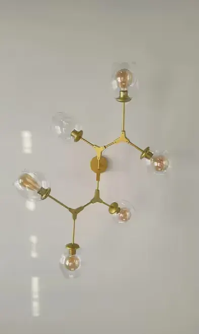Lampa wisząca żyrandol złoty nowoczesny — praca Agnieszka, Łuków