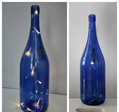 Niebieska lampka butelka led blue lamp Liebfrauenmilch resling handmad — praca Marlena, Warszawa