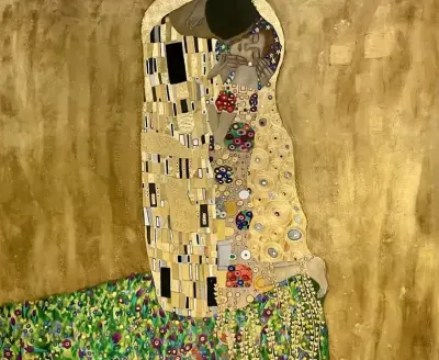 Obraz olejny na płótnie Pocałunek Gustaw Klimt — praca Karolina, Łódź