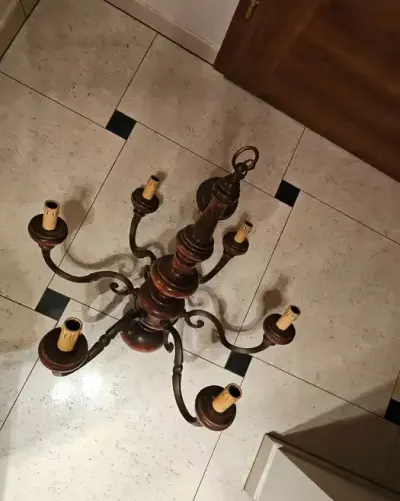 Sześcioramienny żyrandol lampa shabby chic — praca Beata, Kraków