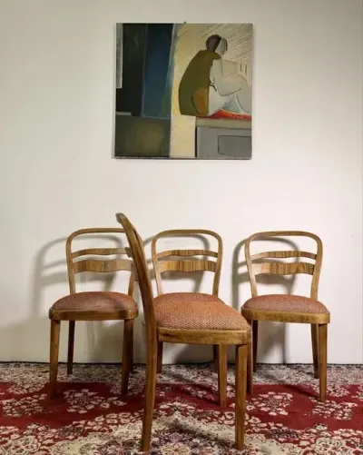 Krzesła Art Deco kultowy oryginalny Thonet lata 40. buk mat vintage retro antyk pelna renowacja — praca Anna N., Piaseczno